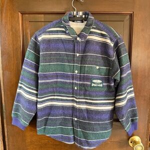 Vintage 90s Gitano Striped Flannel Youth 10/12 Grunge Skate Style